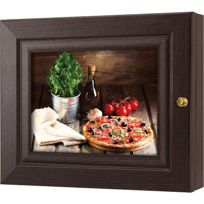  Ключница Натюрморт с пиццей, Турмалин, 13x18 см фото в интернет-магазине