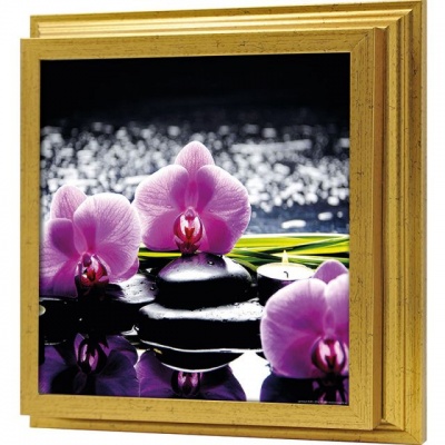  Ключница Базальт и пурпурный фаленопсис, Золото, 30x30 см фото в интернет-магазине