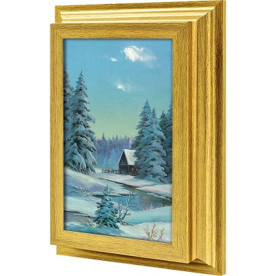  Ключница Зимний пейзаж с домиком, Золото, 11x20 см фото в интернет-магазине