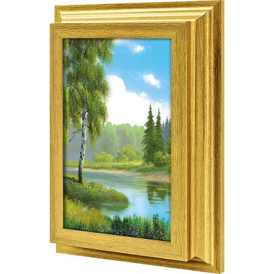  Ключница Летний пейзаж с рекой, Золото, 11x20 см фото в интернет-магазине