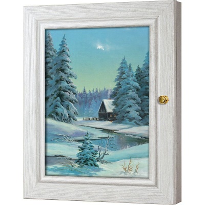  Ключница Зимний пейзаж с домиком, Жемчуг, 20x25 см фото в интернет-магазине