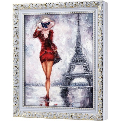  Ключница Девушка в красном у Эйфелевой башни, Алмаз, 20x25 см фото в интернет-магазине