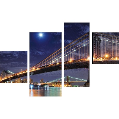  Модульная картина Бруклинский мост ночью I, T39 фото в интернет-магазине