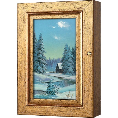  Ключница Зимний пейзаж с домиком, Авантюрин, 11x20 см фото в интернет-магазине