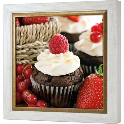  Ключница Шоколадный кекс с малиной, Жемчуг/Золото, 30x30 см фото в интернет-магазине