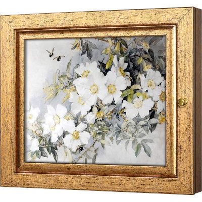  Ключница Белые цветы шиповника, Авантюрин, 20x25 см фото в интернет-магазине