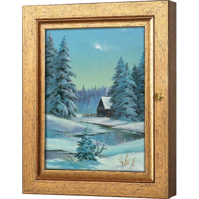  Ключница Зимний пейзаж с домиком, Авантюрин, 20x25 см фото в интернет-магазине