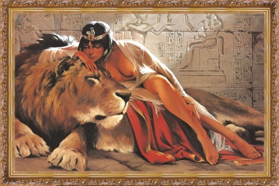  Гобелен в багете Клеопатра со львом, 30х60, R-063-40201-80011 фото в интернет-магазине