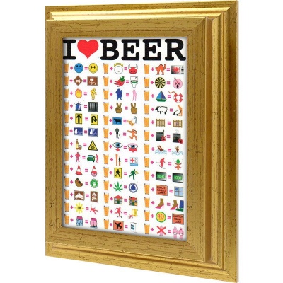  Ключница Я люблю пиво, Золото, 13x18 см фото в интернет-магазине