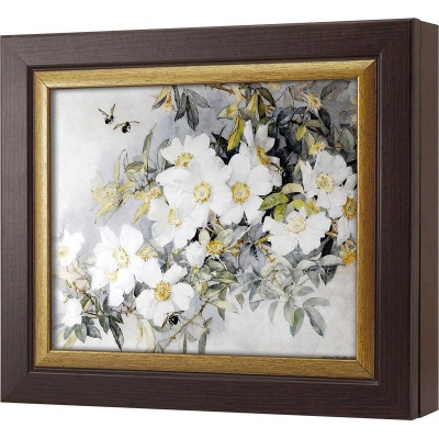  Ключница Белые цветы шиповника, Турмалин/Золото, 20x25 см фото в интернет-магазине