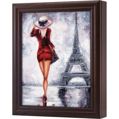  Ключница Девушка в красном у Эйфелевой башни, Обсидиан, 20x25 см фото в интернет-магазине