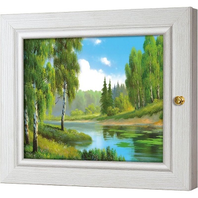  Ключница Летний пейзаж с рекой, Жемчуг, 20x25 см фото в интернет-магазине
