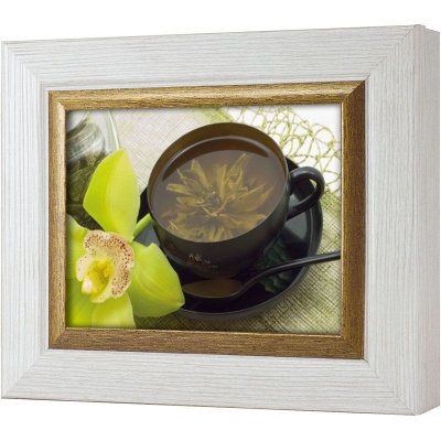  Ключница Чай с орхидеей, Жемчуг/Золото, 13x18 см фото в интернет-магазине