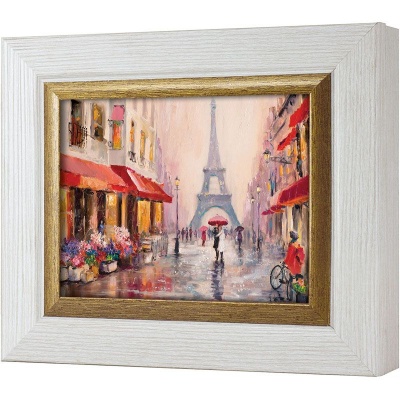  Ключница Влюблённые под зонтом в Париже, Жемчуг/Золото, 13x18 см фото в интернет-магазине