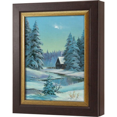  Ключница Зимний пейзаж с домиком, Турмалин/Золото, 20x25 см фото в интернет-магазине