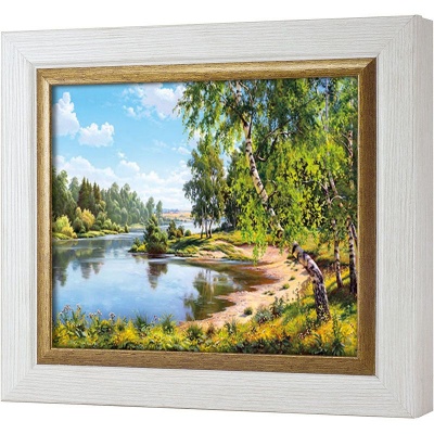  Ключница Берёзы у реки, Жемчуг/Золото, 20x25 см фото в интернет-магазине