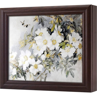  Ключница Белые цветы шиповника, Обсидиан, 20x25 см фото в интернет-магазине