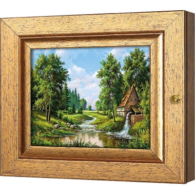  Ключница Мельница в лесу, Авантюрин, 13x18 см фото в интернет-магазине