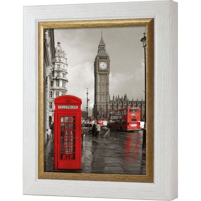  Ключница Красная телефонная будка. Лондон, Жемчуг/Золото, 20x25 см фото в интернет-магазине