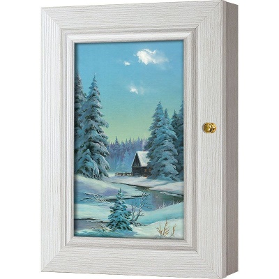  Ключница Зимний пейзаж с домиком, Жемчуг, 11x20 см фото в интернет-магазине