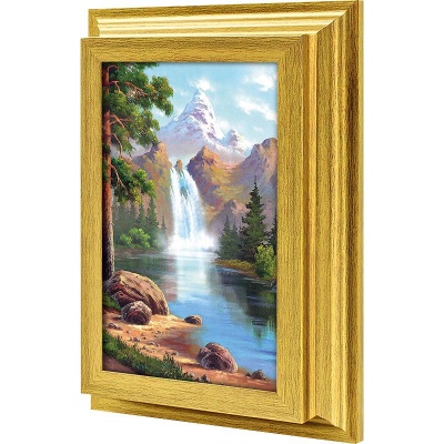  Ключница Пейзаж с водопадом 2, Золото, 11x20 см фото в интернет-магазине