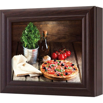  Ключница Натюрморт с пиццей, Обсидиан, 13x18 см фото в интернет-магазине