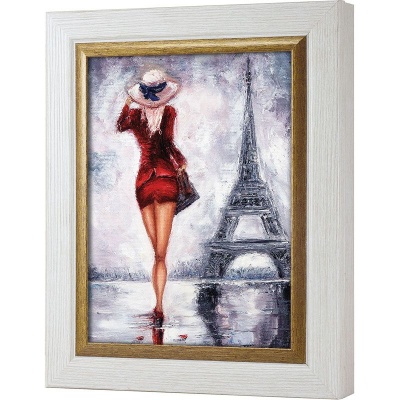  Ключница Девушка в красном у Эйфелевой башни, Жемчуг/Золото, 20x25 см фото в интернет-магазине