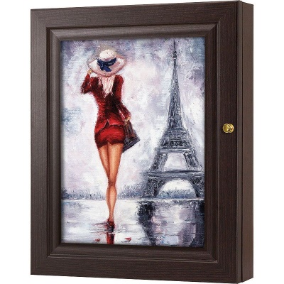  Ключница Девушка в красном у Эйфелевой башни, Турмалин, 20x25 см фото в интернет-магазине
