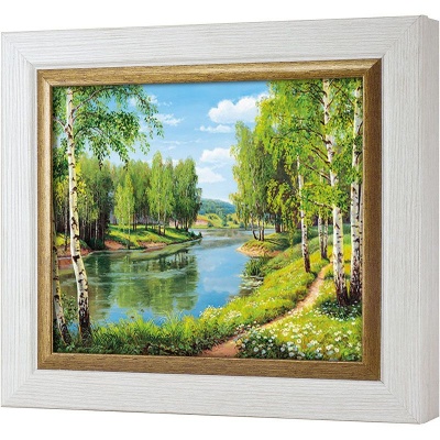  Ключница Тропинка вдоль реки, Жемчуг/Золото, 20x25 см фото в интернет-магазине