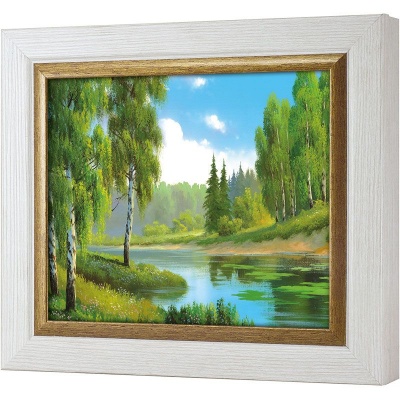  Ключница Летний пейзаж с рекой, Жемчуг/Золото, 20x25 см фото в интернет-магазине