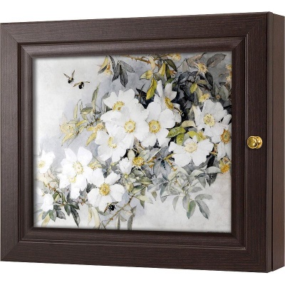  Ключница Белые цветы шиповника, Турмалин, 20x25 см фото в интернет-магазине