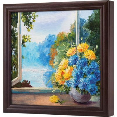  Ключница Солнечный пейзаж с цветами , Обсидиан, 30x30 см фото в интернет-магазине