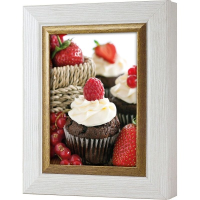 Ключница Шоколадный кекс с малиной, Жемчуг/Золото, 13x18 см фото в интернет-магазине