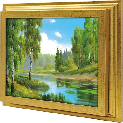  Ключница Летний пейзаж с рекой, Золото, 20x25 см фото в интернет-магазине