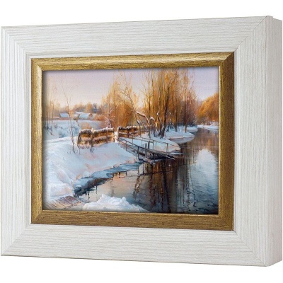  Ключница Зимнее озеро, Жемчуг/Золото, 13x18 см фото в интернет-магазине